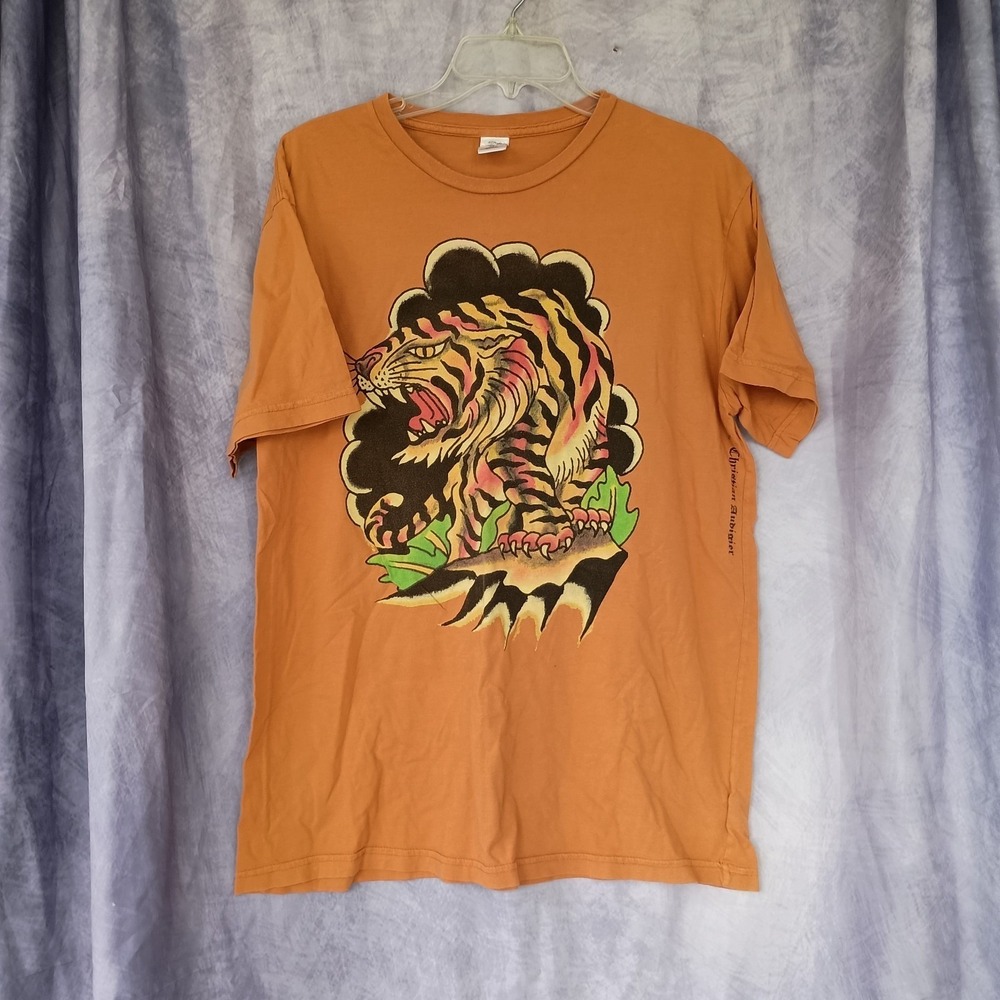 Ed Hardy by Christian Audigier Tiger On The Prowl Graphic Tee Made in USA‎